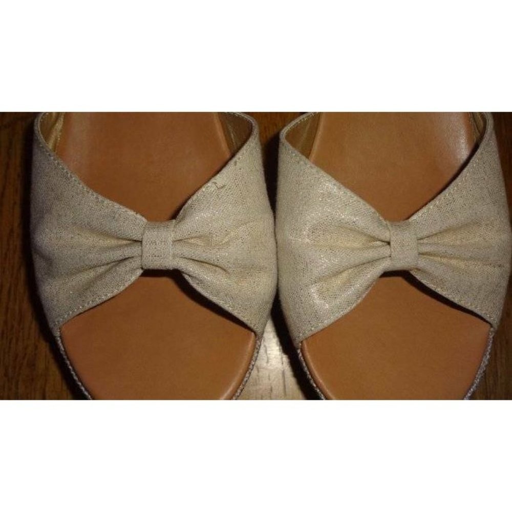 UGG Platform Canvas Sandals Shoes Metallic Beige 6 - Picture 4 of 8